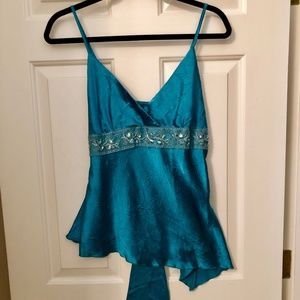 Women's Australian Boutique Camisole Style Top, Silk, Teal, Med.